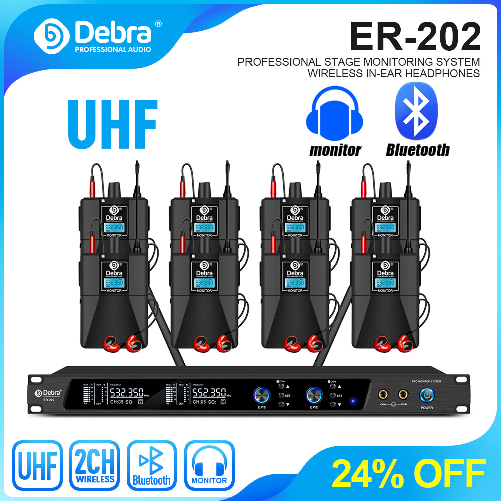In Ear Monitors For Singers - Debra UHF IEM ER-202 Drahtloses In-Ear-Monitor-System