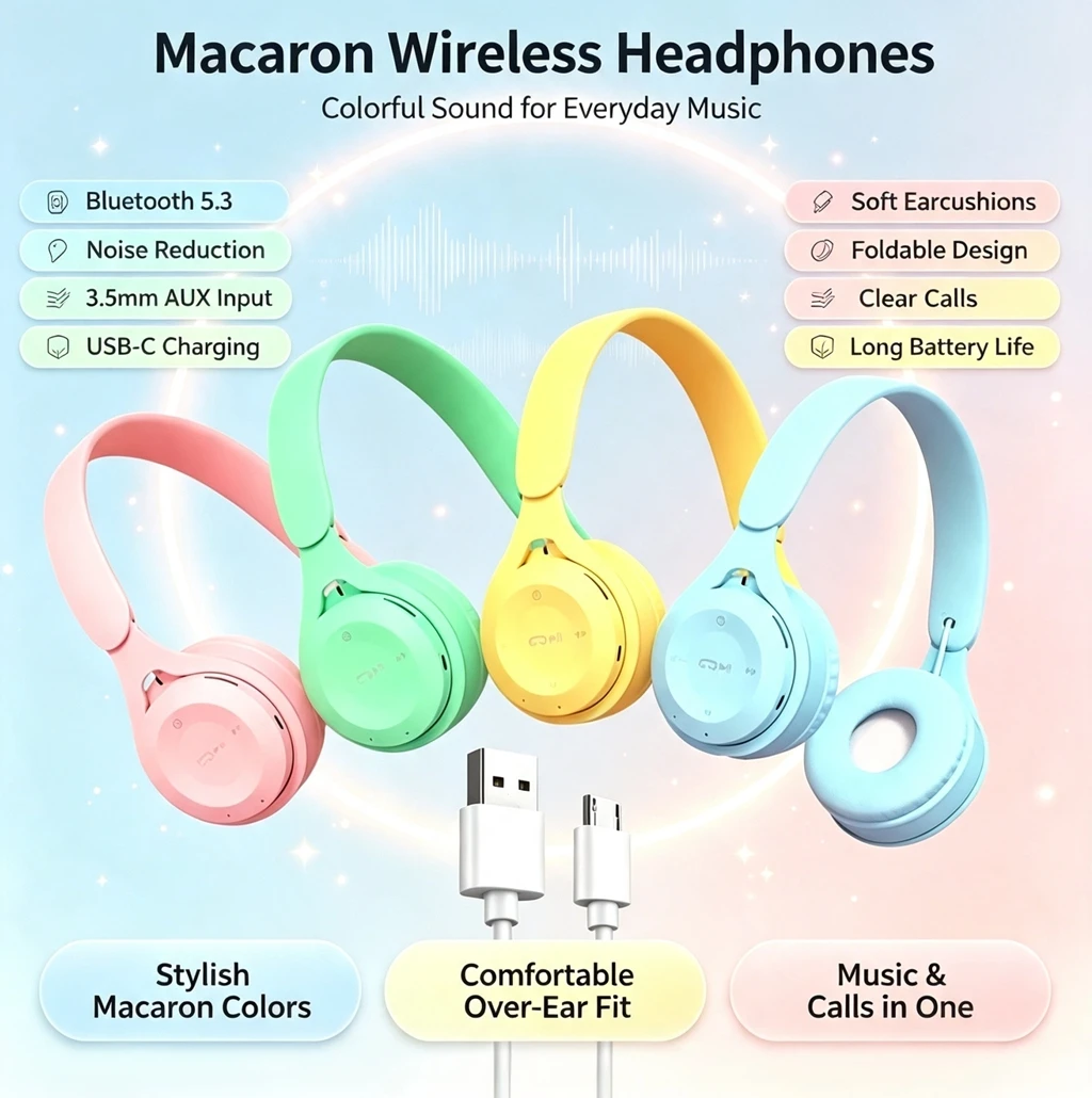 Anc Wireless Over Ear Headphones - Faltbare Over-Ear Bluetooth 5.0 Kopfhörer in