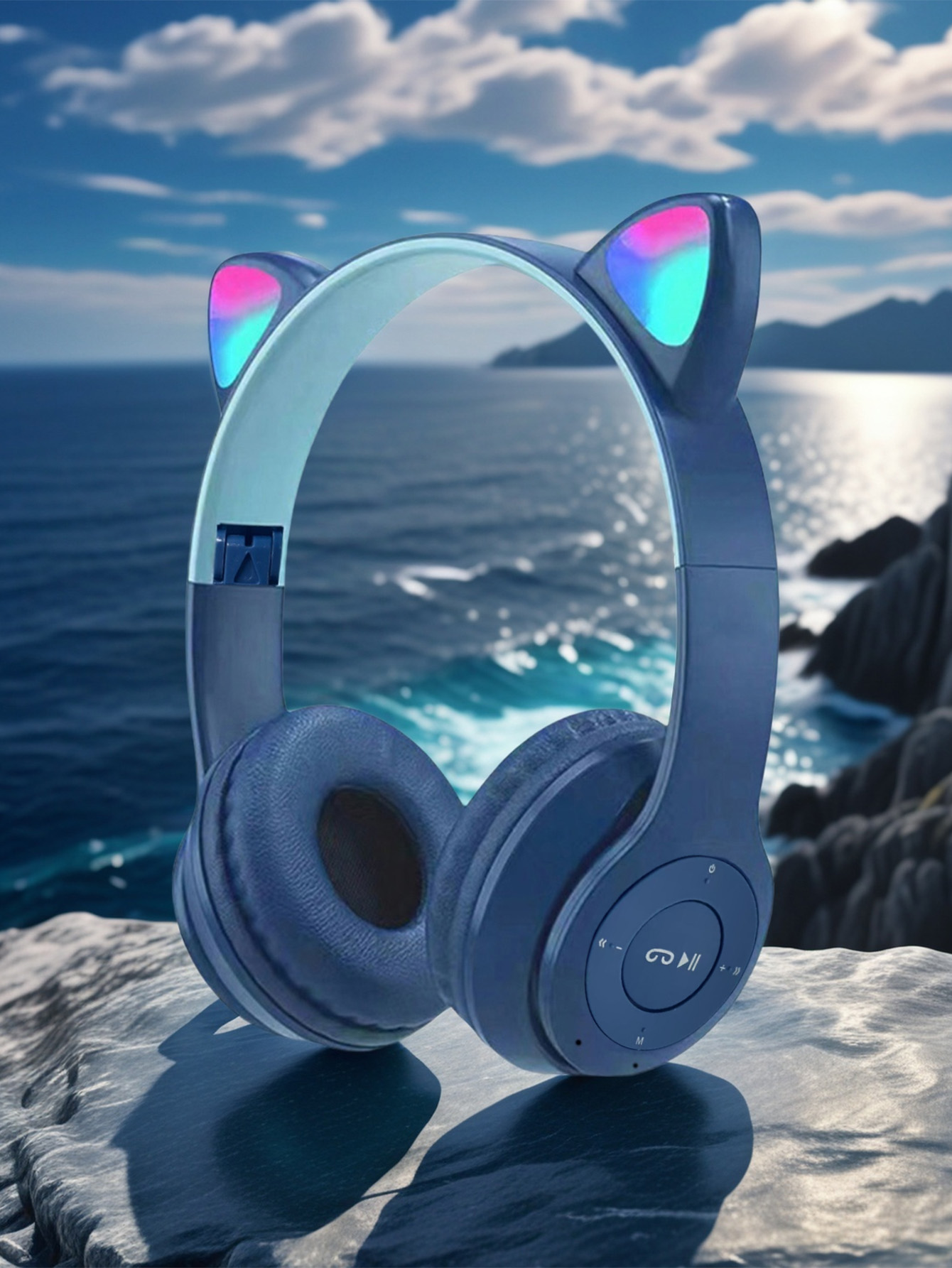 Cat Ear Bluetooth Headset Led - P47M Katzenohren-Kopfhörer, RGB-LED-Beleuchtung, Gaming-Bluetooth-Headset, faltbare kabellose