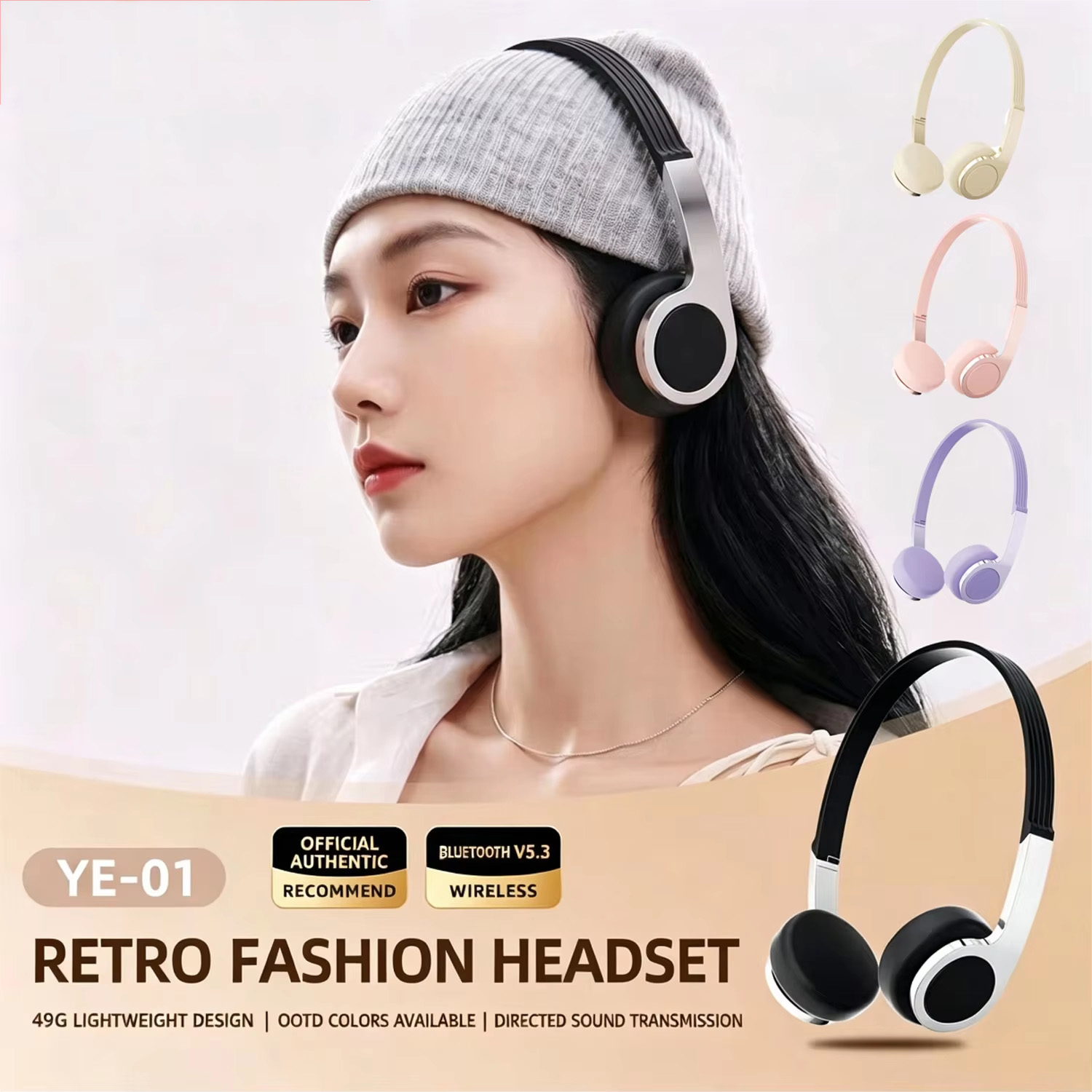 Anc Wireless Over Ear Headphones - Neue Retro-Kompakt-Over-Ear-Bluetooth-Kopfhörer, perfekt für Fotos, mit