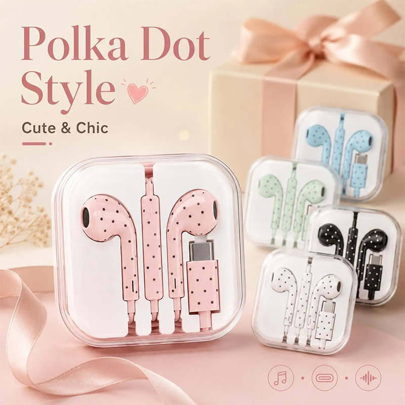 Niedliche, mit Polka-Dots vers – Type C Wired Earphones With Mic Bewertung und Preis